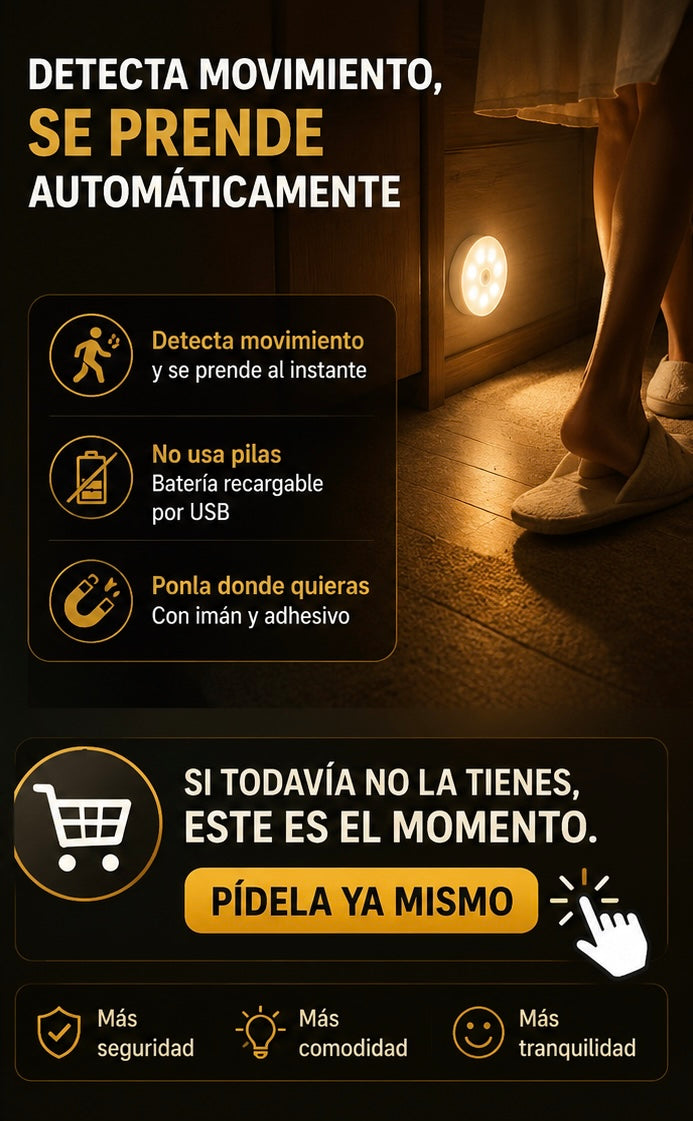 LUZ LED SENSOR DE MOVIMIENTO PACK POR 3 - ¡Dale luz a tu vida!