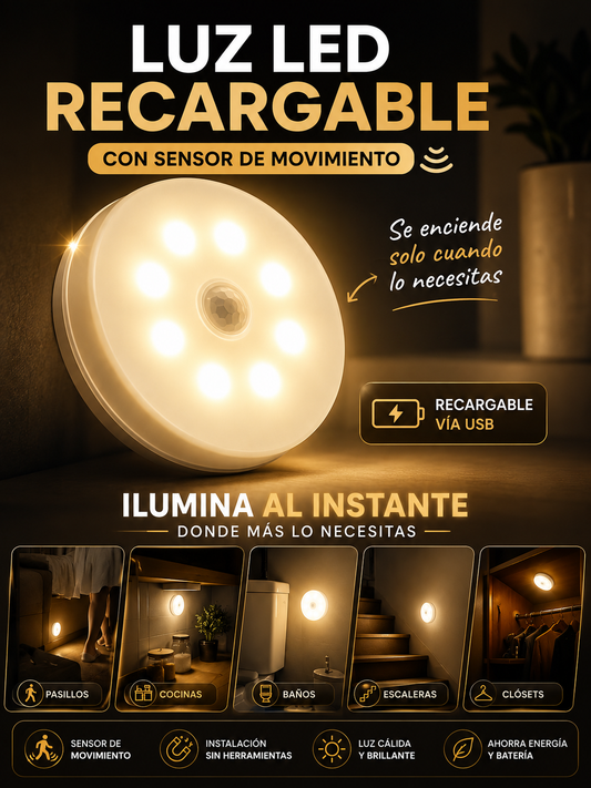 LUZ LED SENSOR DE MOVIMIENTO PACK POR 3 - ¡Dale luz a tu vida!